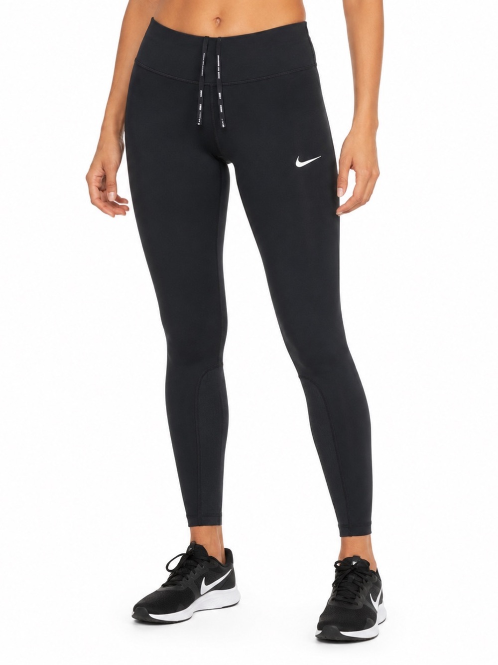 Nike Dri-FIT Power Epic Running Leggings Women’s Sz M Black Drawstring Athletic